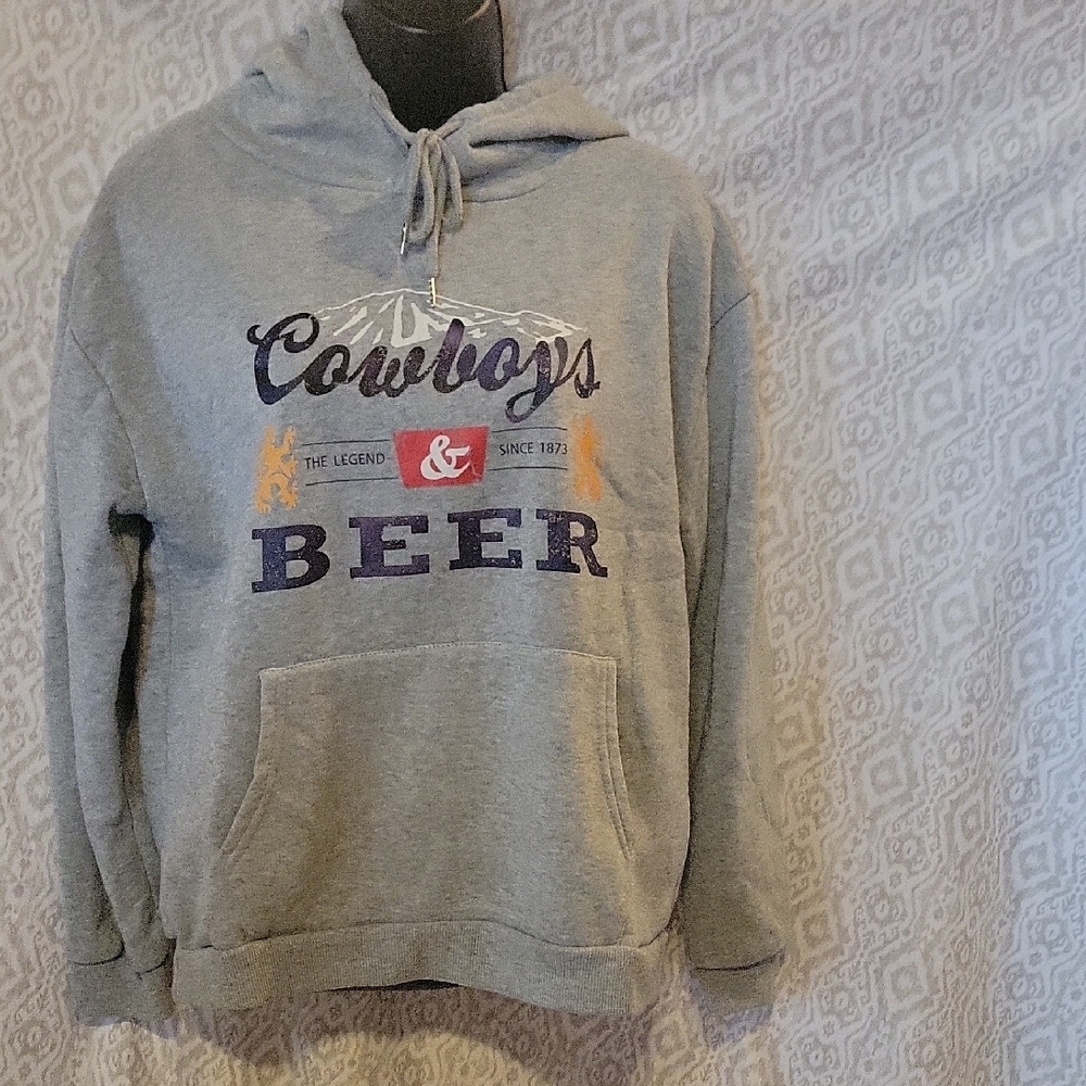 Gray Cowboys & Beer Hoodie